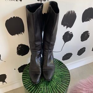 PRADA BLACK LEATHER RIDING BOOTS 10.5